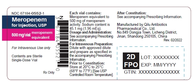 PRINCIPAL DISPLAY PANEL - 500 mg Vial Label