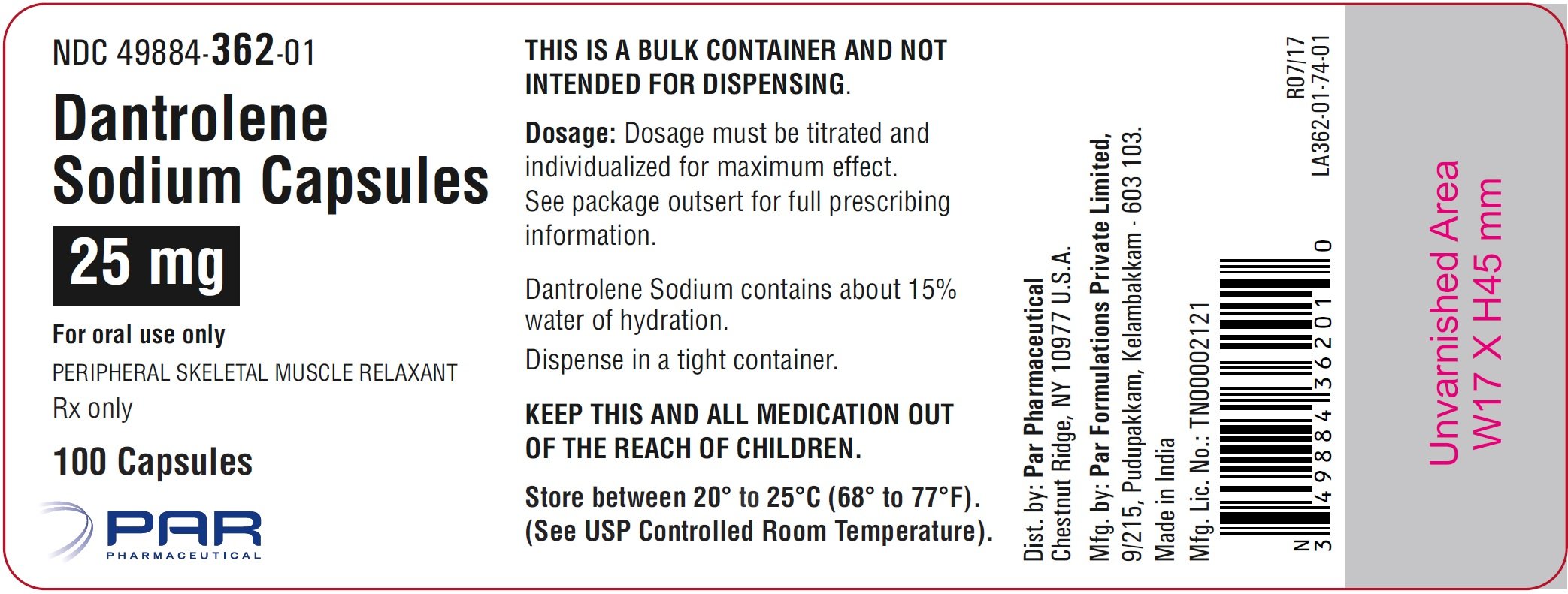 Dantrolene FDA prescribing information, side effects and uses