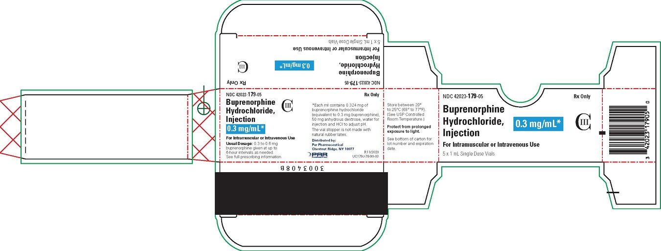 This is an image of the Buprenorphine HCI Injection 0.3 mg/mL* Carton.