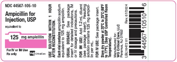 Ampiciillin for injection, USP 125 mg vial label image