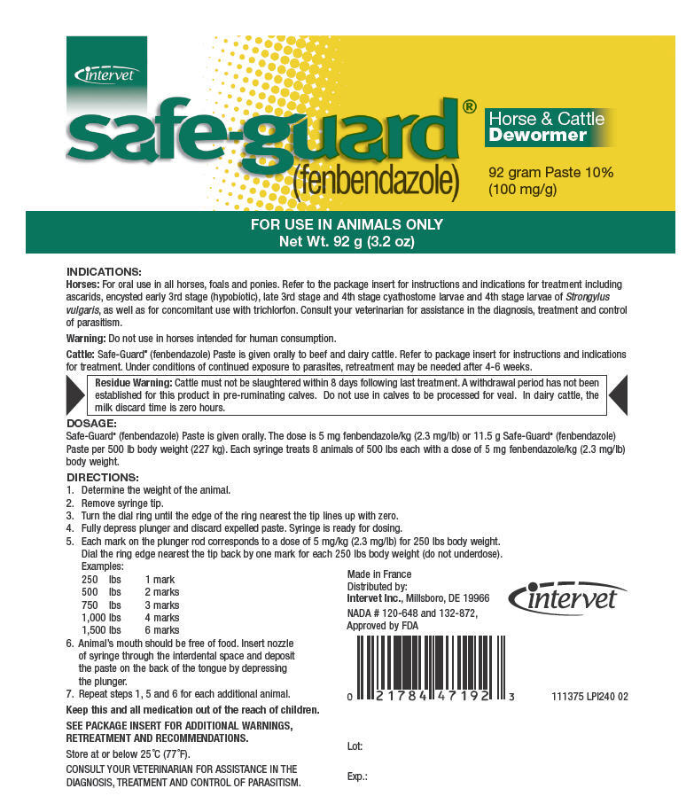Safe-Guard Fenbendazole Paste - FDA prescribing information, side