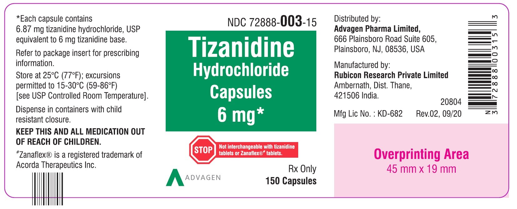 Principal Display Panel - 6 mg 150 Capsule Bottle