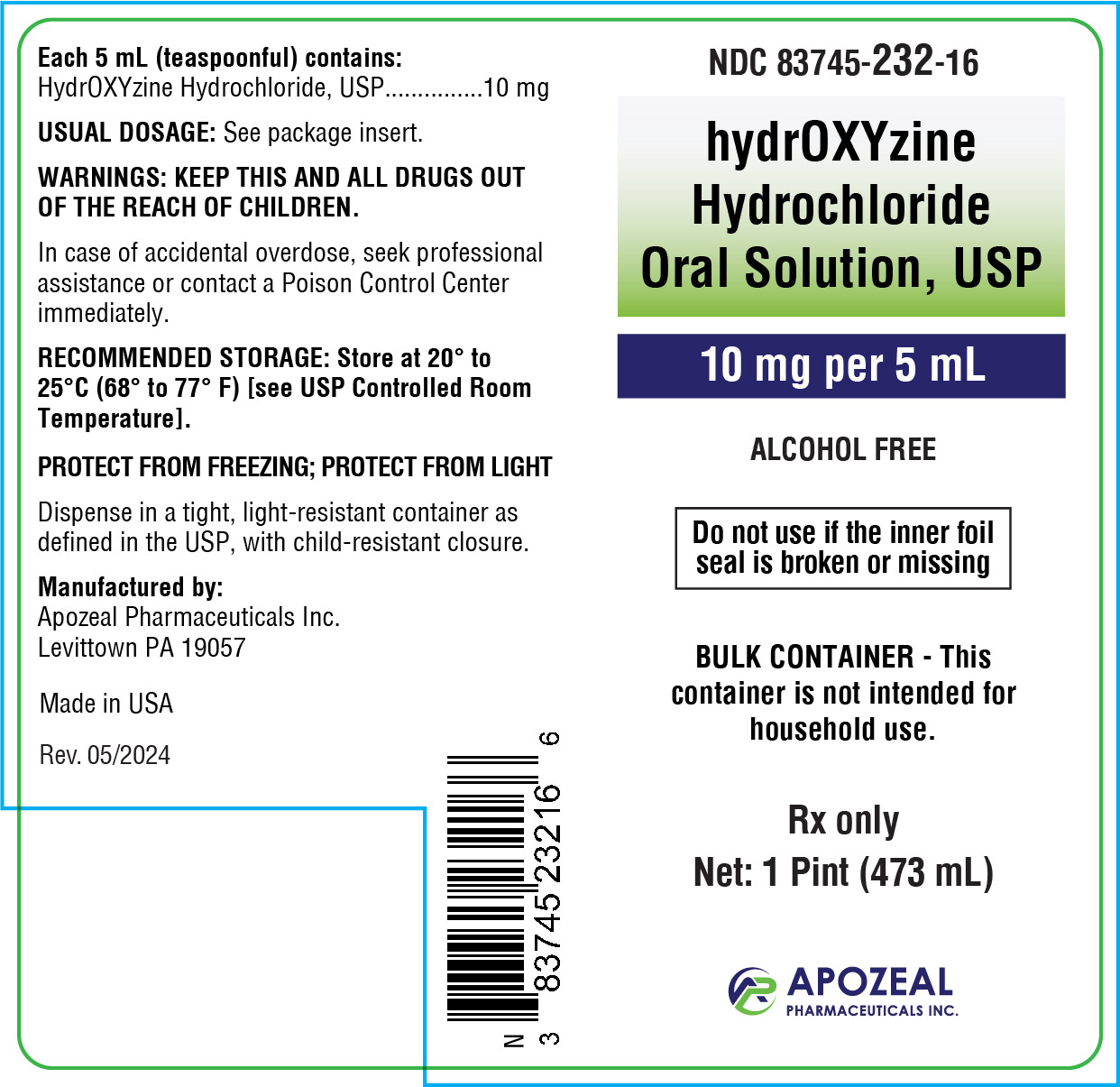 PRINCIPAL DISPLAY PANEL - 473 mL Bottle Label