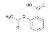 Aspirin (benzoic acid, 2-(acetyloxy)-) is an analgesic, antipyretic, and anti-inflammatory. It has the following structural formula
