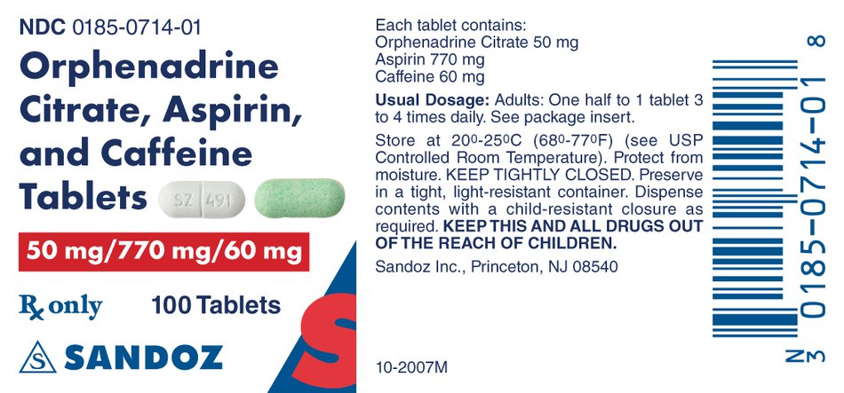 paracetamol d.c Caffeine  Orphenadrine  Aspirin FDA prescribing