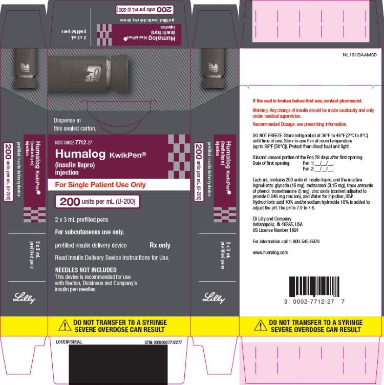 PACKAGE CARTON - HUMALOG U200 KwikPen 2ct
